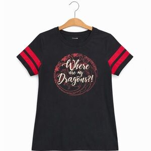 Game of Thrones “Where Are Mu Dragons” Size Medium Black and Red T-Shirt.